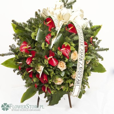Wieniec "Róża z anturium"