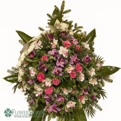 Wieniec pogrzebowy "Storczyk z goździkiem"