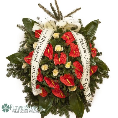 Wieniec pogrzebowy "Czerwone anturium"