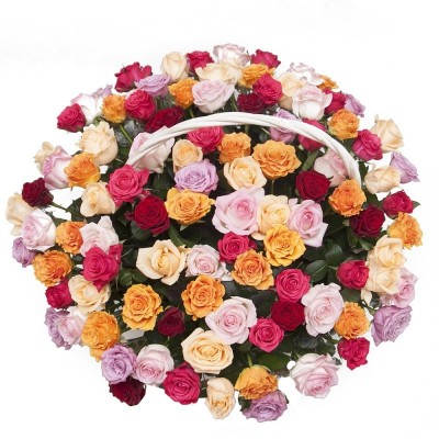 Kosz "100 kolorowych róż"