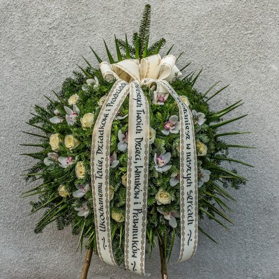Wieniec pogrzebowy "Róża ze storczykiem"