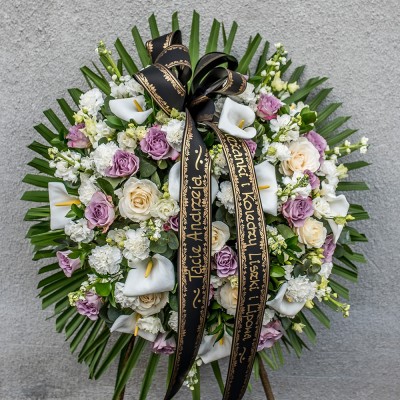 Wieniec pogrzebowy "Kremowo-fioletowy"